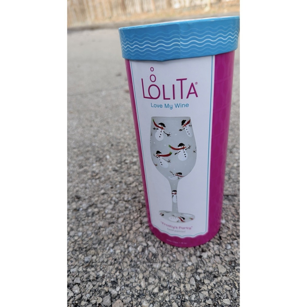 Lolita Love My‎ Wine Glass Frosty's Party Snowman Hand Painted NIB Gift